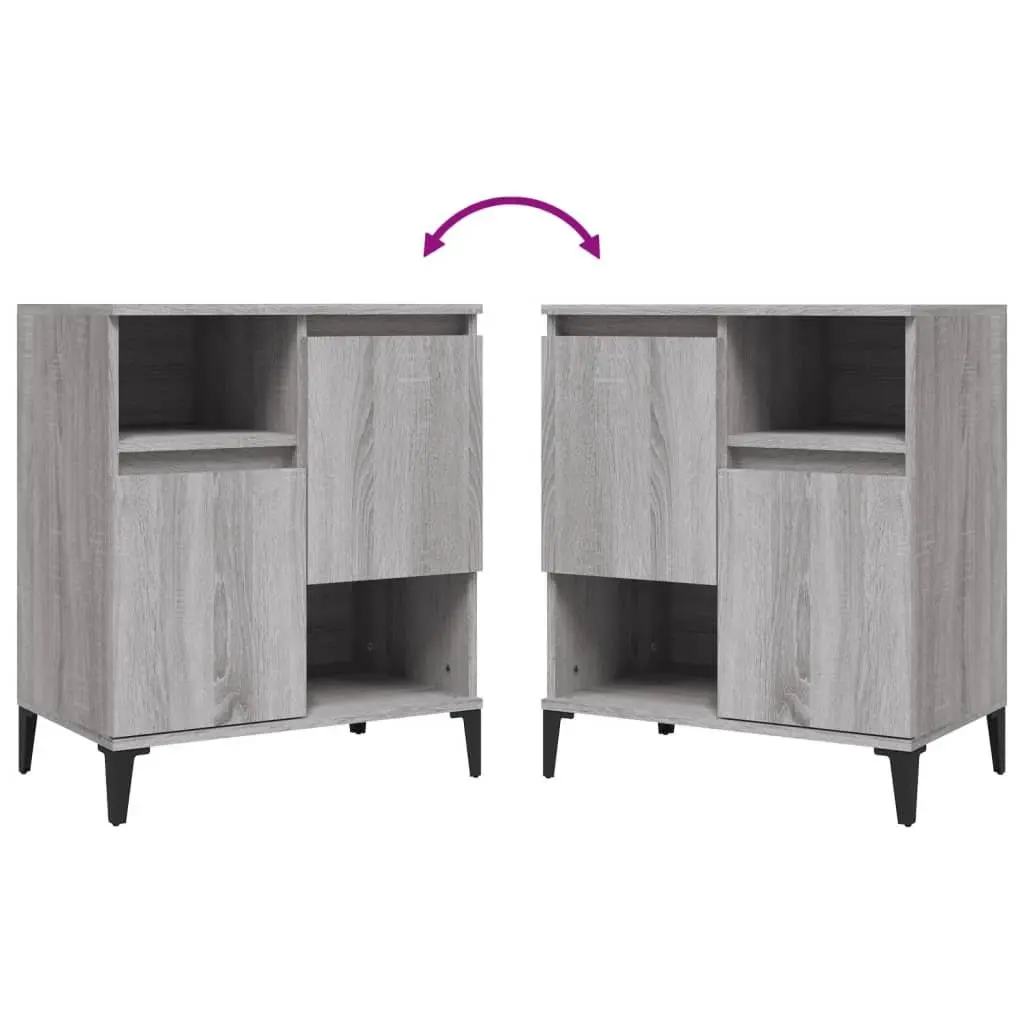 Sideboard Cabinet Grey 60x35x70 cm Engineered Wood 2 Piece