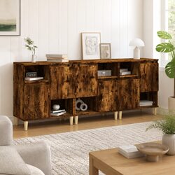 Elegant Brown Engineered Wood Sideboard Cabinet Set