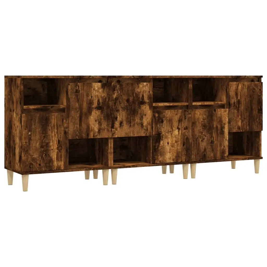 Brown Engineered Wood Sideboard Cabinet Set