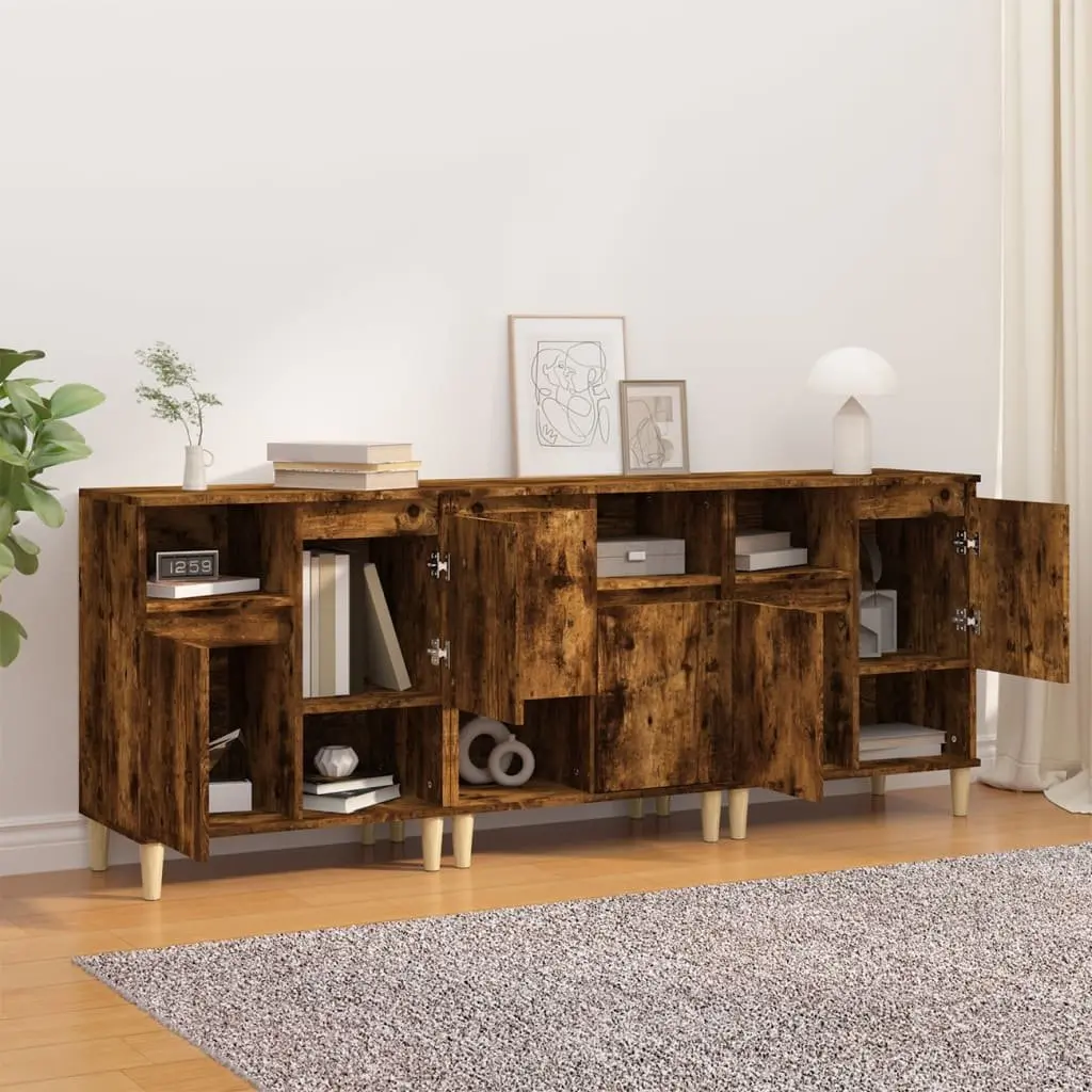 Brown Engineered Wood Sideboard Cabinet Set