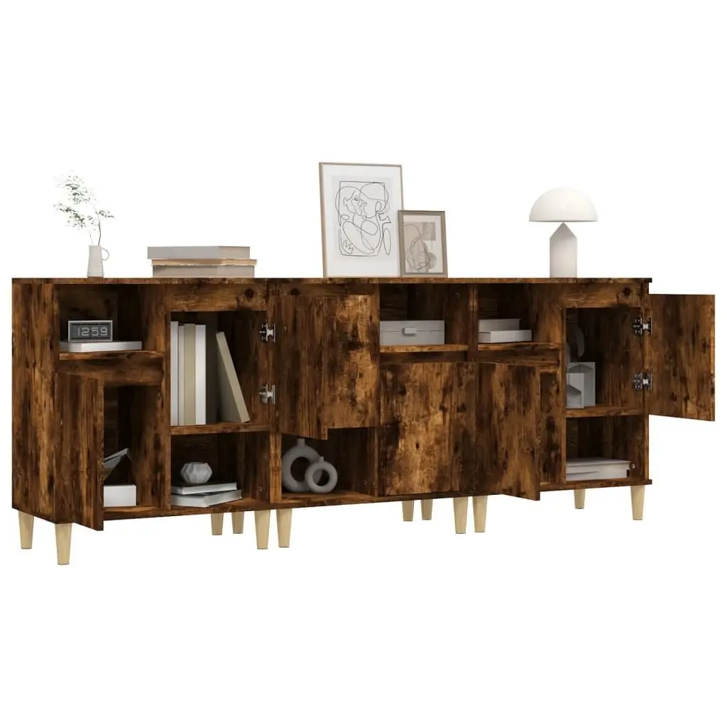 Brown Engineered Wood Sideboard Cabinet Set
