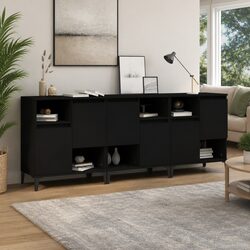 Black Sideboard Cabinet Set of 3 for Timeless Storage