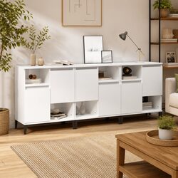 High Gloss White Sideboards Storage Cabinet Set