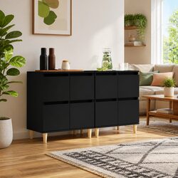 Black Sideboard Cabinet Set, 60x35x70 cm