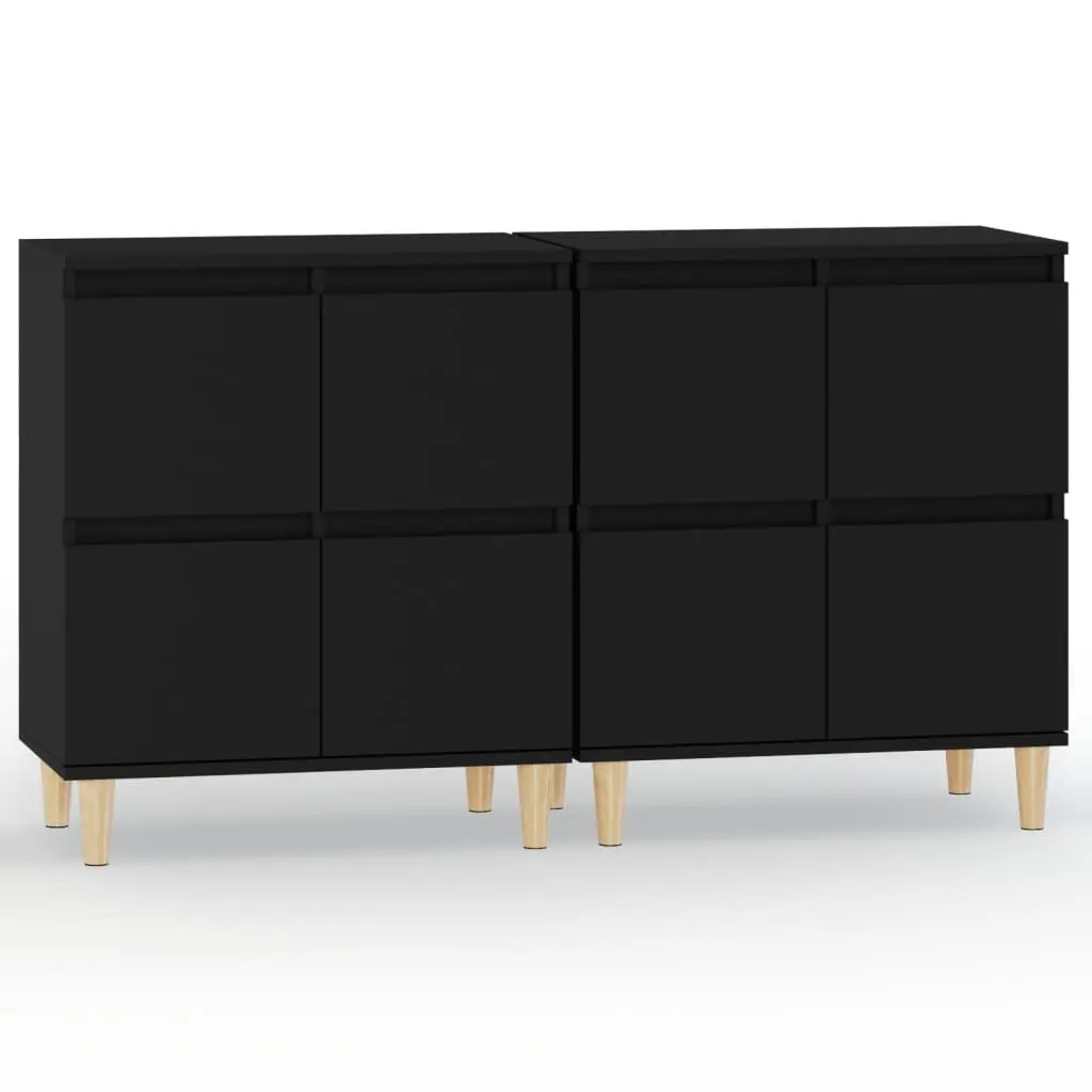 Black Sideboard Cabinet Set, 60x35x70 cm
