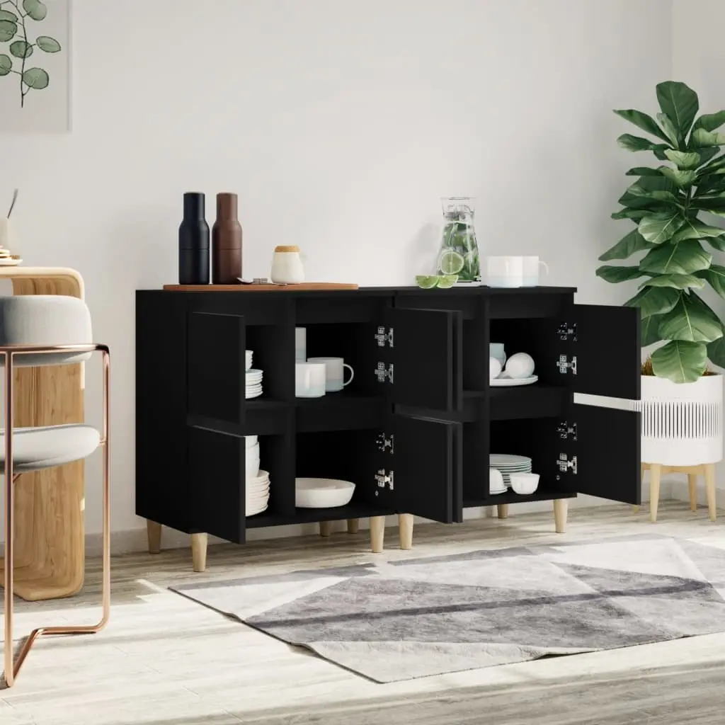 Black Sideboard Cabinet Set, 60x35x70 cm