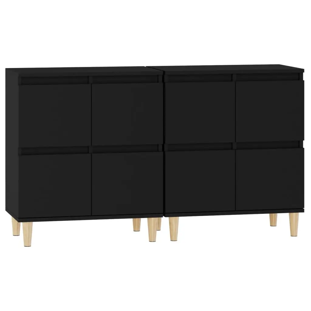 Black Sideboard Cabinet Set, 60x35x70 cm