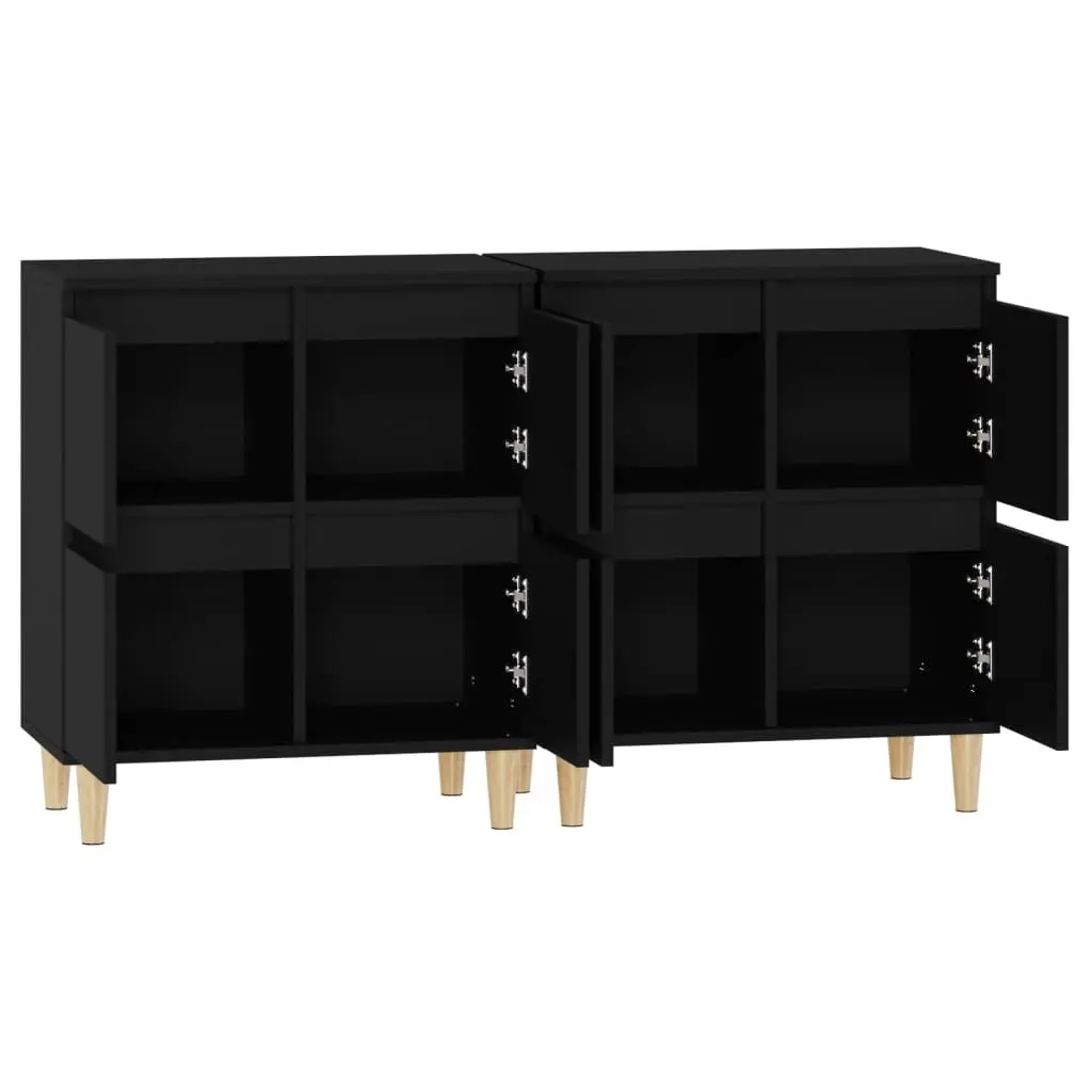 Black Sideboard Cabinet Set, 60x35x70 cm