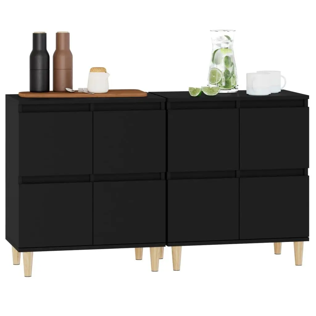 Black Sideboard Cabinet Set, 60x35x70 cm