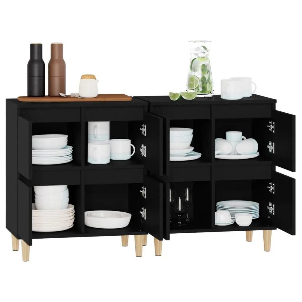 Black Sideboard Cabinet Set, 60x35x70 cm