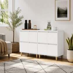 High Gloss White Sideboards 2 pcs Engineered Wood 60x35x70 cm