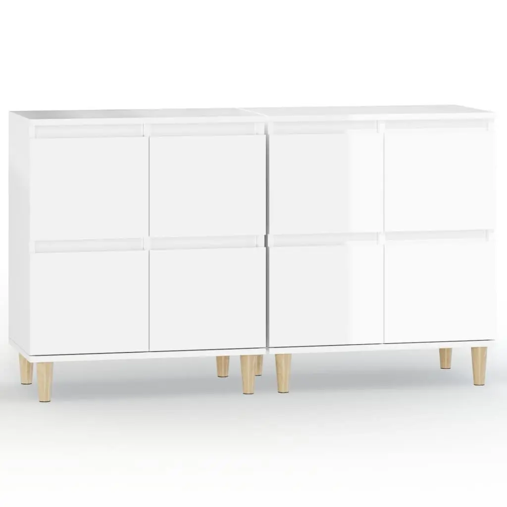 High Gloss White Sideboards 2 pcs Engineered Wood 60x35x70 cm