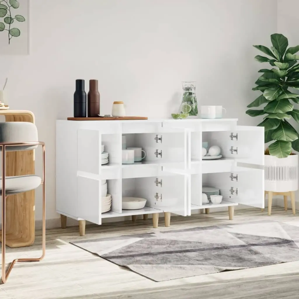 High Gloss White Sideboards 2 pcs Engineered Wood 60x35x70 cm