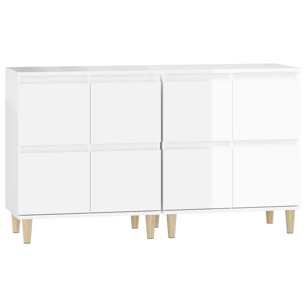 High Gloss White Sideboards 2 pcs Engineered Wood 60x35x70 cm