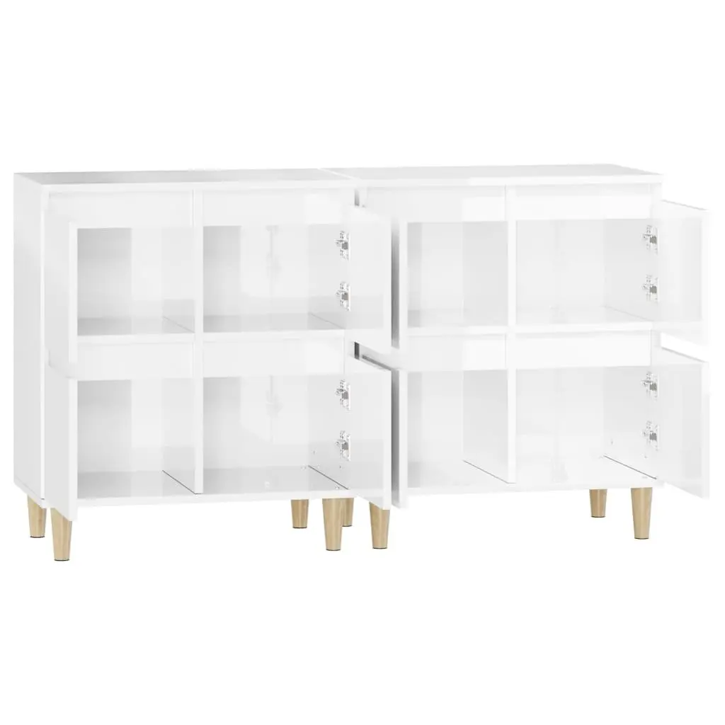 High Gloss White Sideboards 2 pcs Engineered Wood 60x35x70 cm