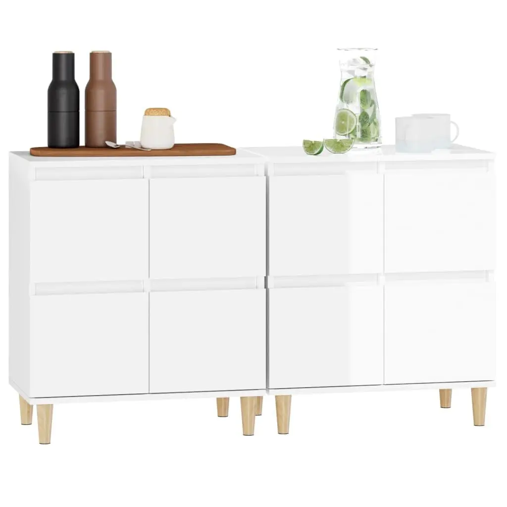 High Gloss White Sideboards 2 pcs Engineered Wood 60x35x70 cm