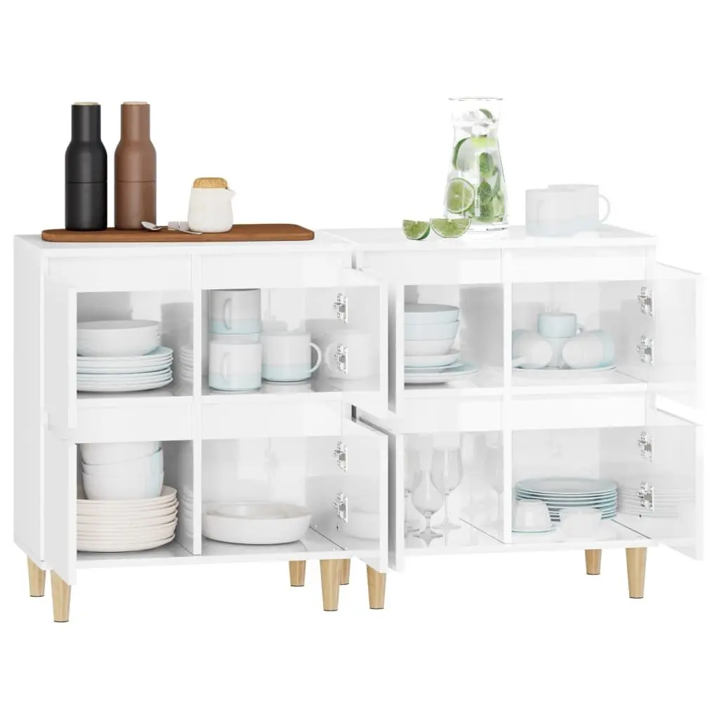 High Gloss White Sideboards 2 pcs Engineered Wood 60x35x70 cm