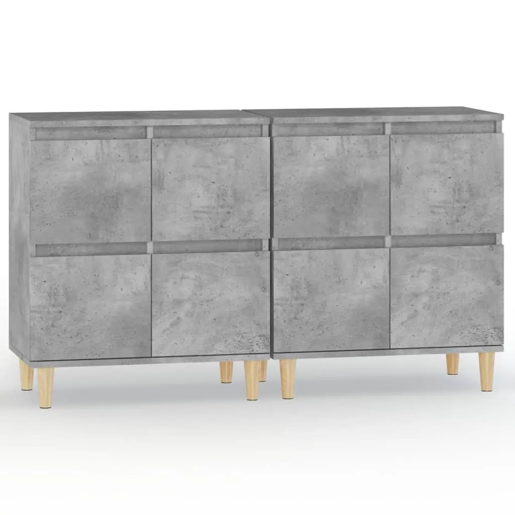 Storage Cupboard Grey Engineered Wood Set of 2 60x35x70cm Sideboard Cabinet