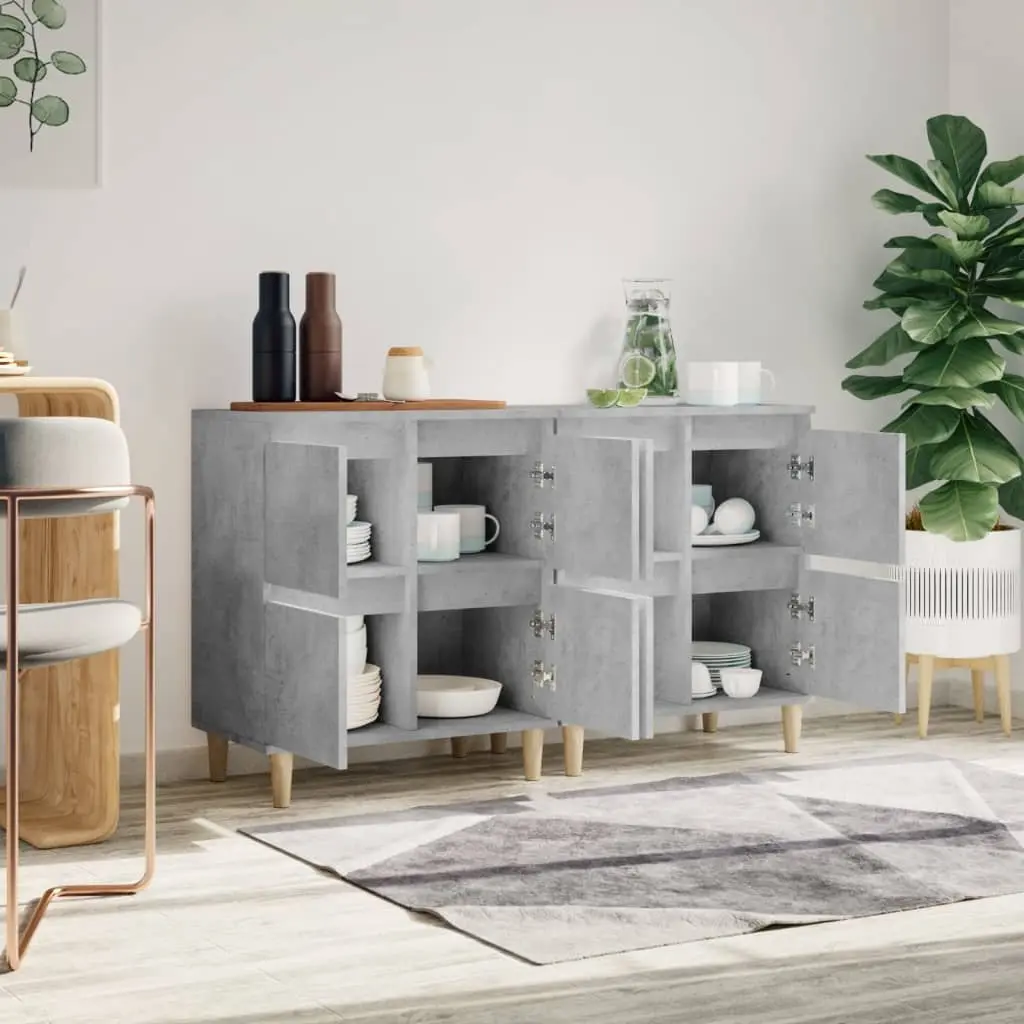 Storage Cupboard Grey Engineered Wood Set of 2 60x35x70cm Sideboard Cabinet