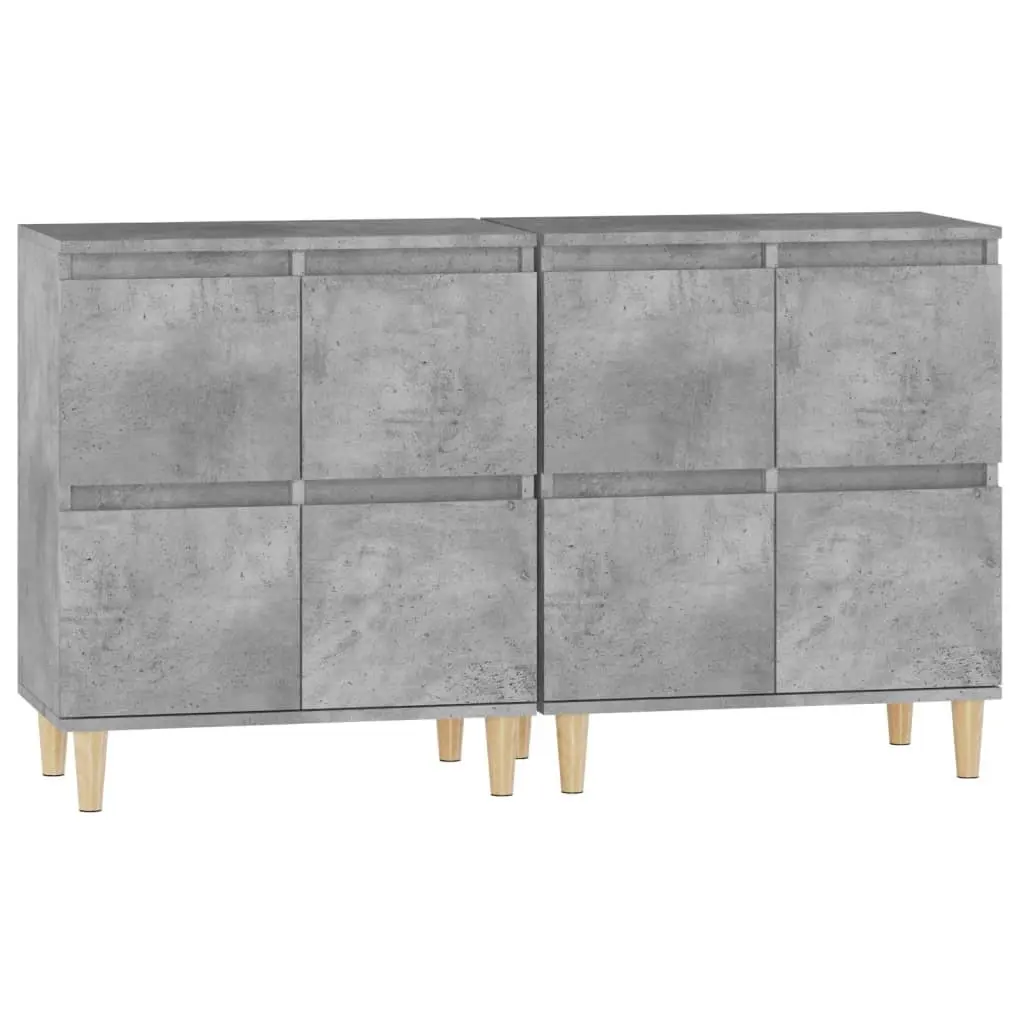 Storage Cupboard Grey Engineered Wood Set of 2 60x35x70cm Sideboard Cabinet