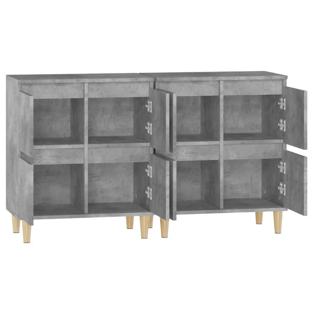 Storage Cupboard Grey Engineered Wood Set of 2 60x35x70cm Sideboard Cabinet