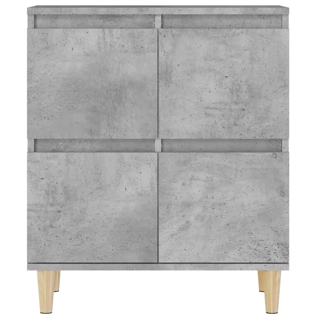 Storage Cupboard Grey Engineered Wood Set of 2 60x35x70cm Sideboard Cabinet