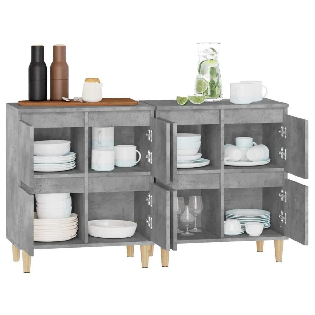 Storage Cupboard Grey Engineered Wood Set of 2 60x35x70cm Sideboard Cabinet