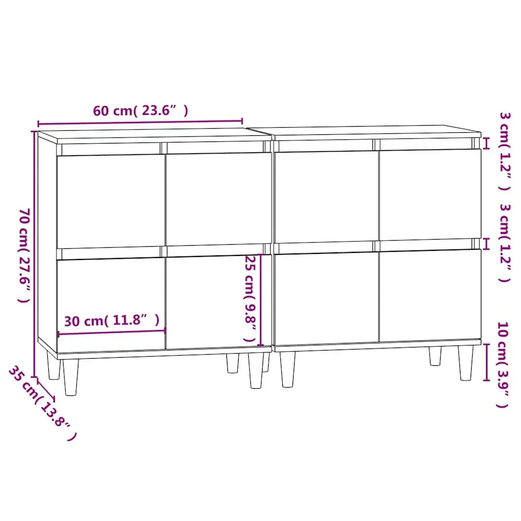 Brown Engineered Wood Sideboard Cabinet 60x35x70cm