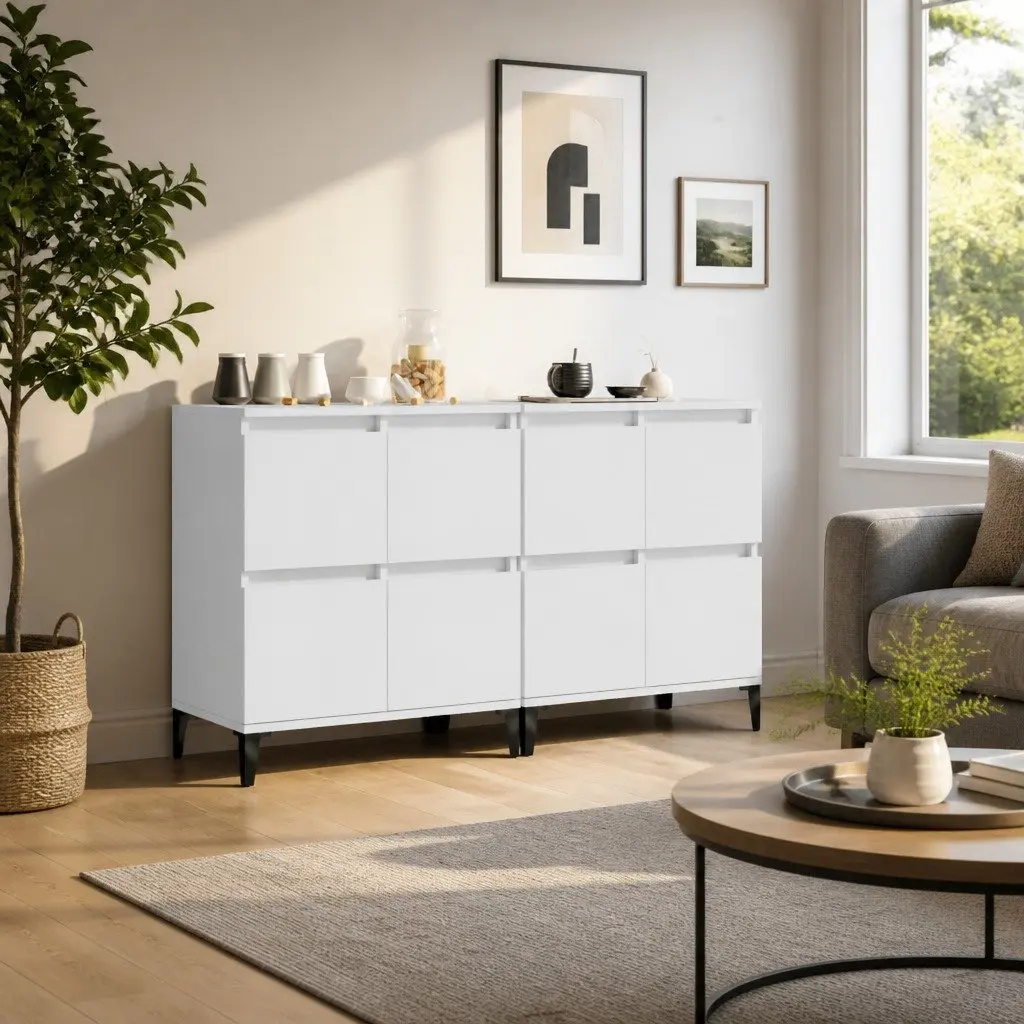 Sideboards 2 pcs White 60x35x70 cm Storage Cabinet Engineered Wood Compartments