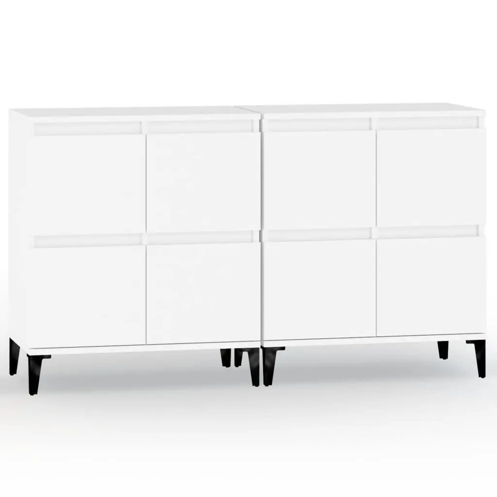 Sideboards 2 pcs White 60x35x70 cm Storage Cabinet Engineered Wood Compartments