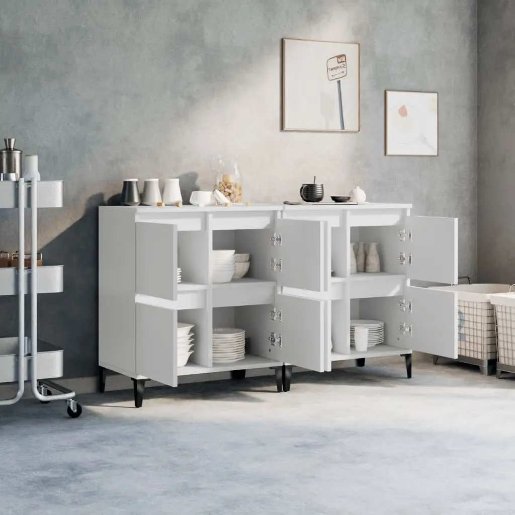 Sideboards 2 pcs White 60x35x70 cm Storage Cabinet Engineered Wood Compartments