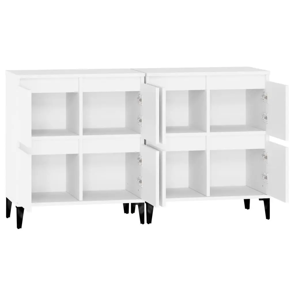 Sideboards 2 pcs White 60x35x70 cm Storage Cabinet Engineered Wood Compartments