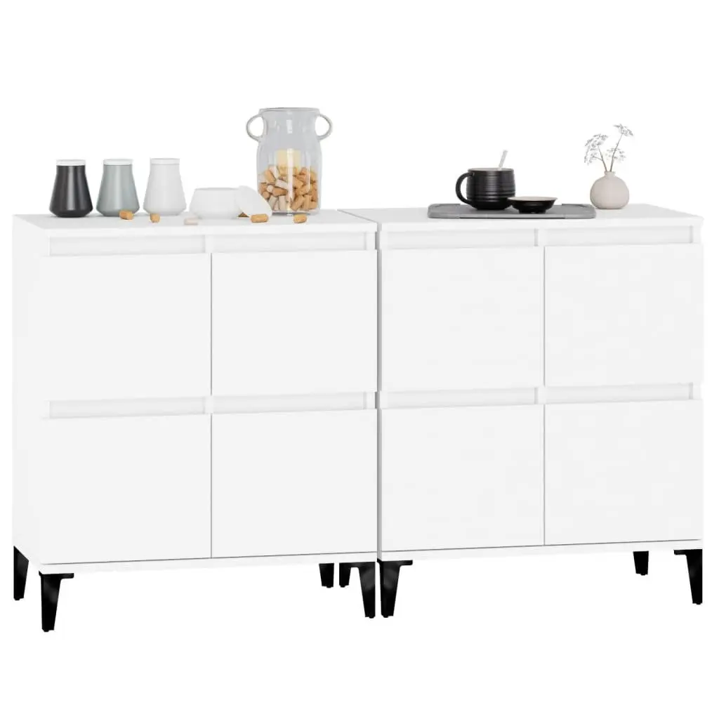Sideboards 2 pcs White 60x35x70 cm Storage Cabinet Engineered Wood Compartments