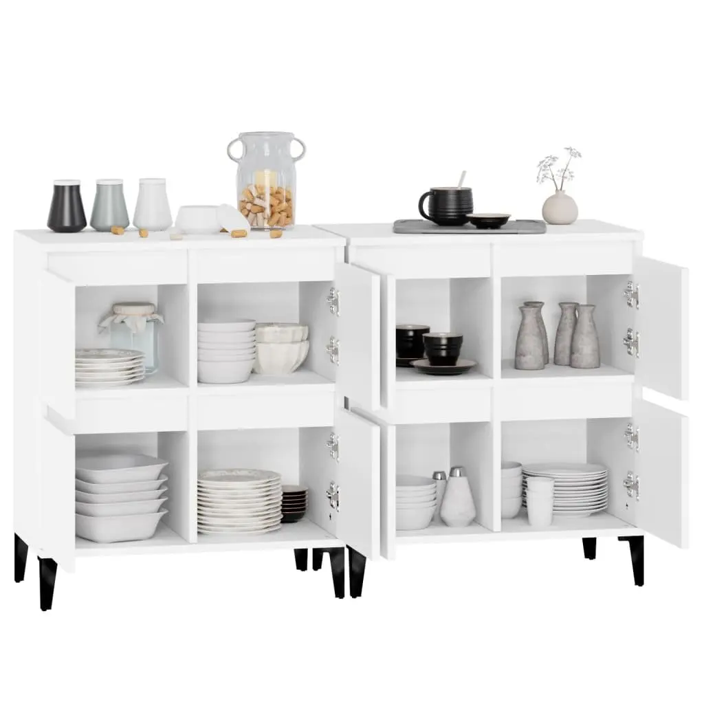 Sideboards 2 pcs White 60x35x70 cm Storage Cabinet Engineered Wood Compartments