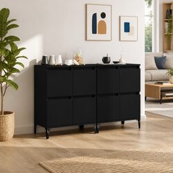 Black Sideboard Cabinet Set of 2 for Home Storage