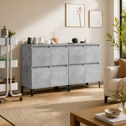 Grey Engineered Wood Sideboard Cabinet Set of 2