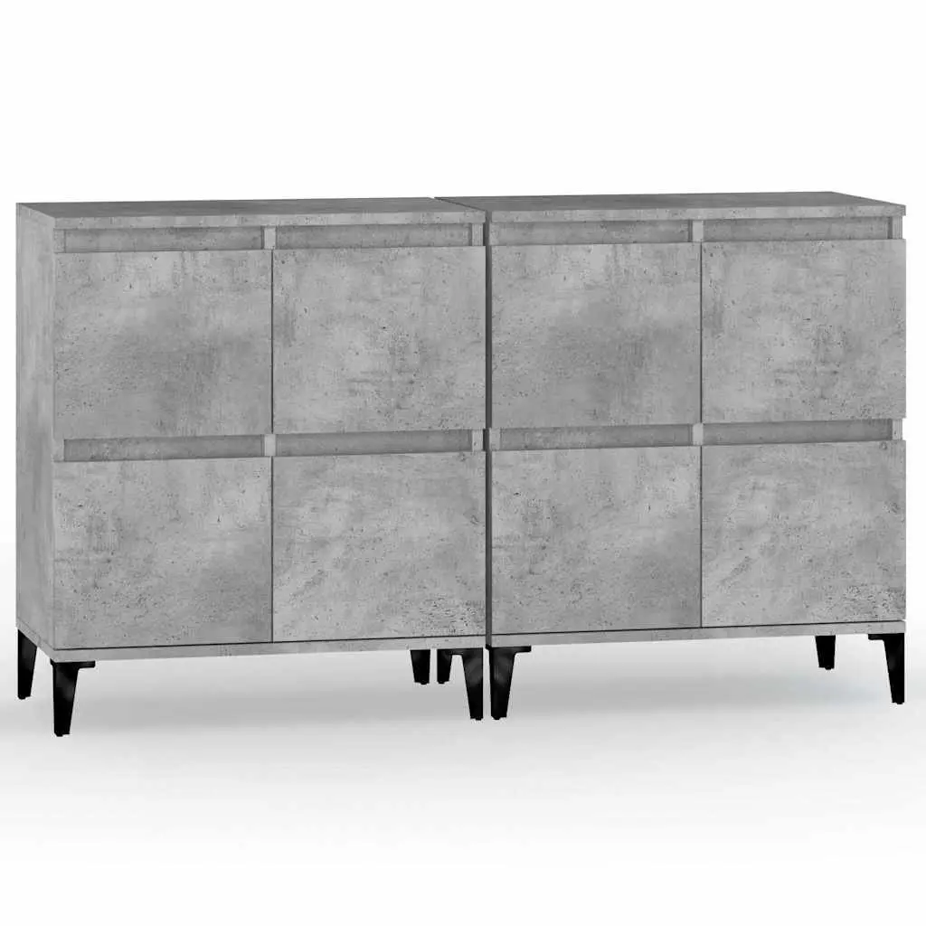 Grey Engineered Wood Sideboard Cabinet Set of 2