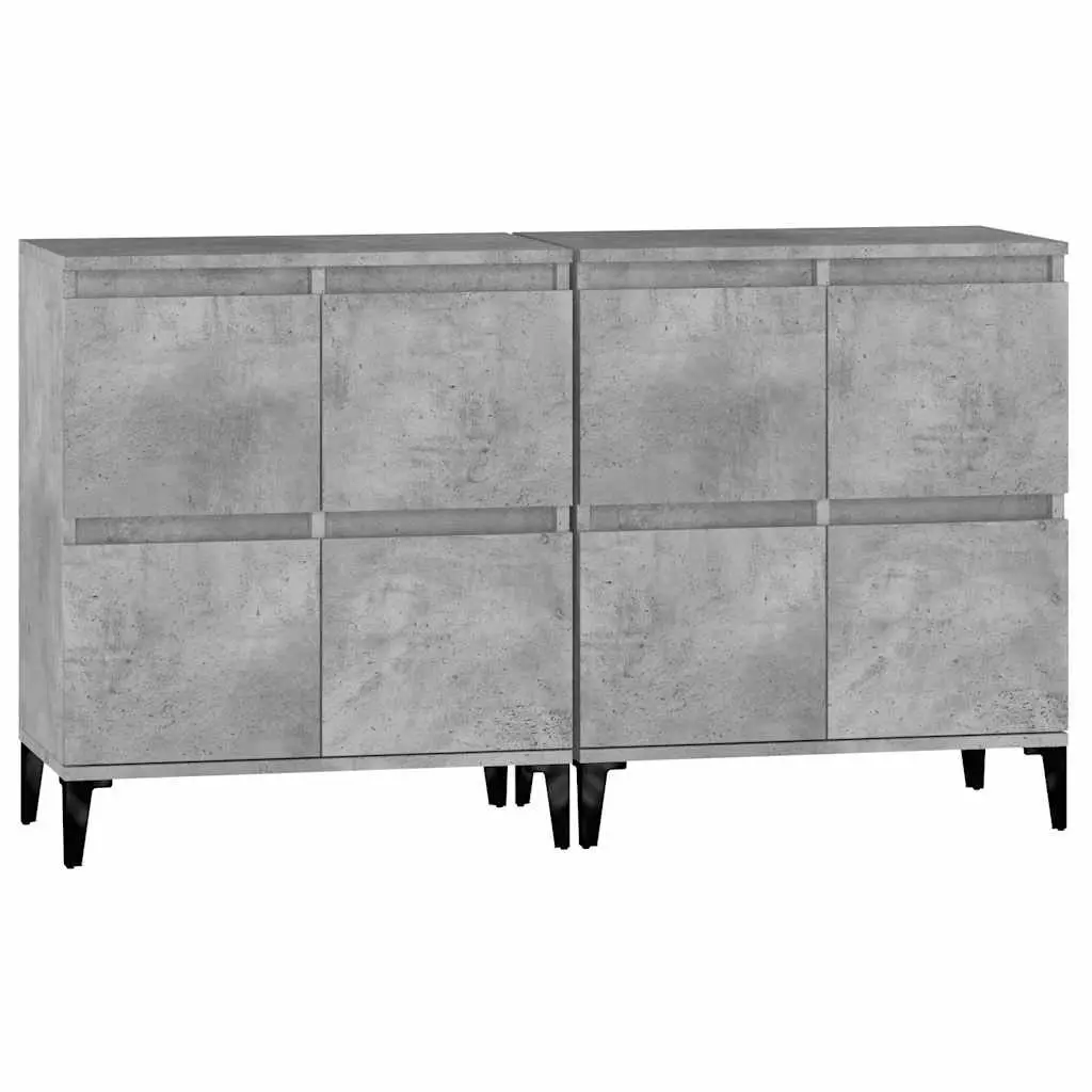 Grey Engineered Wood Sideboard Cabinet Set of 2