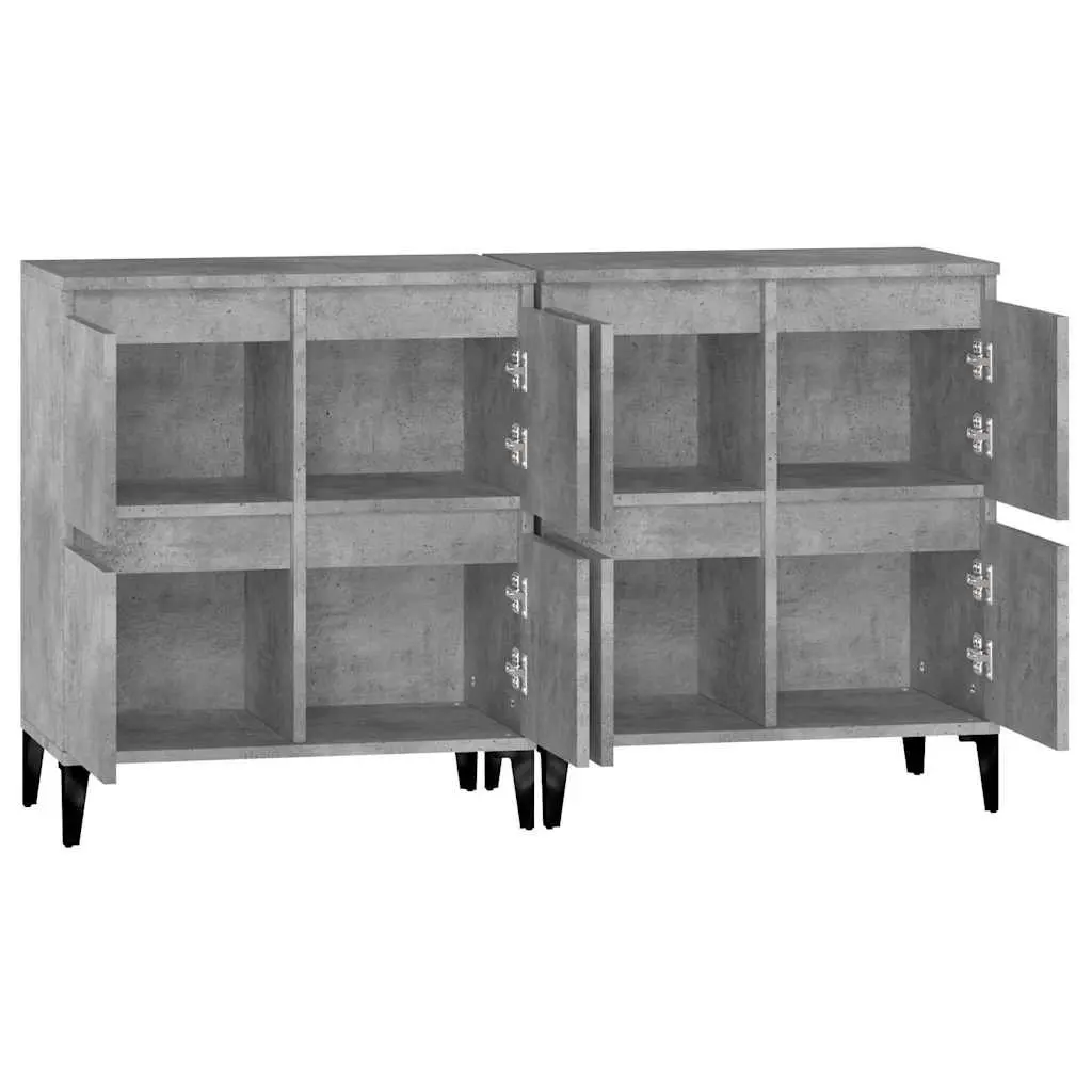 Grey Engineered Wood Sideboard Cabinet Set of 2