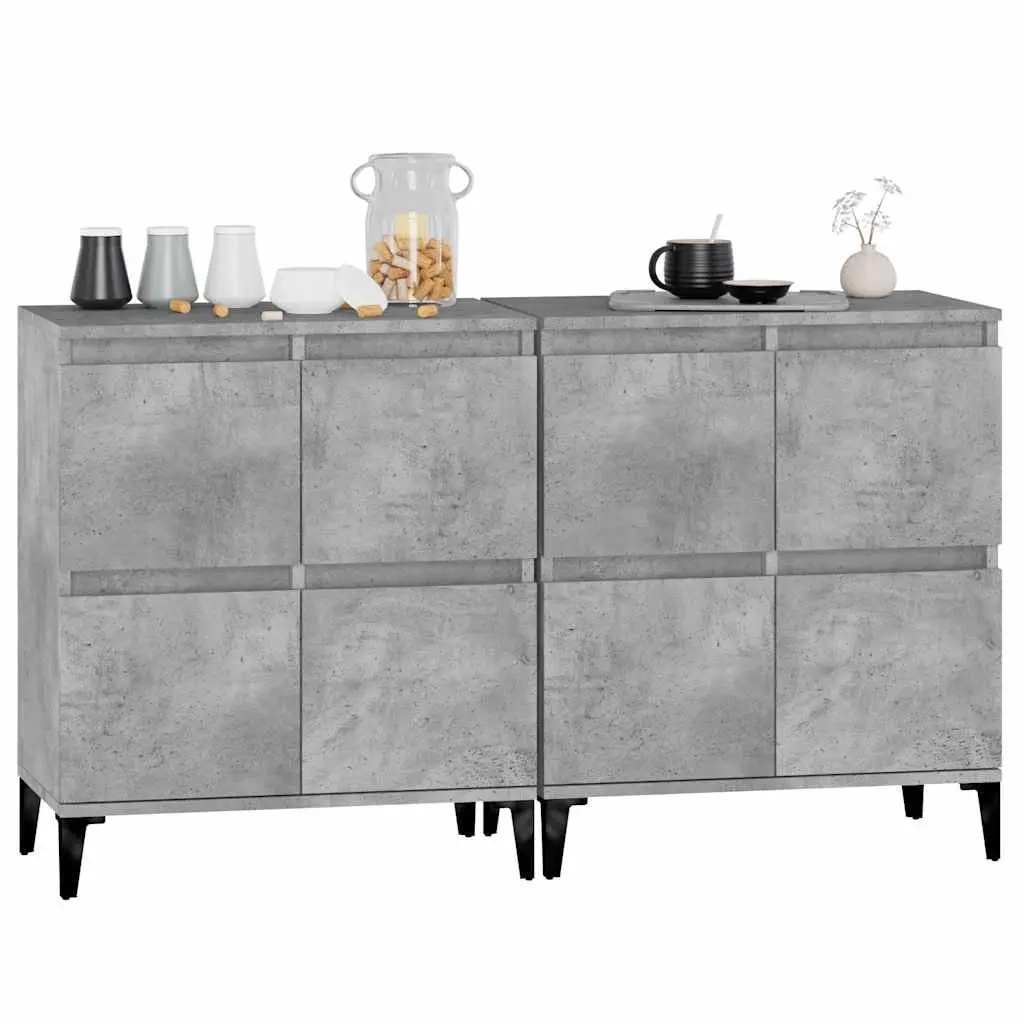 Grey Engineered Wood Sideboard Cabinet Set of 2