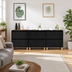 Elegant Black Sideboard Cabinet Set of 3