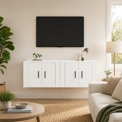 Elegant Wall-Mounted TV Cabinet in White