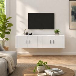 White Engineered Wood Wall-Mounted TV Cabinets 2 pcs