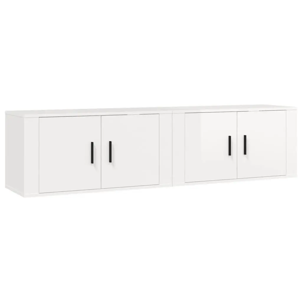 White Engineered Wood Wall-Mounted TV Cabinets 2 pcs