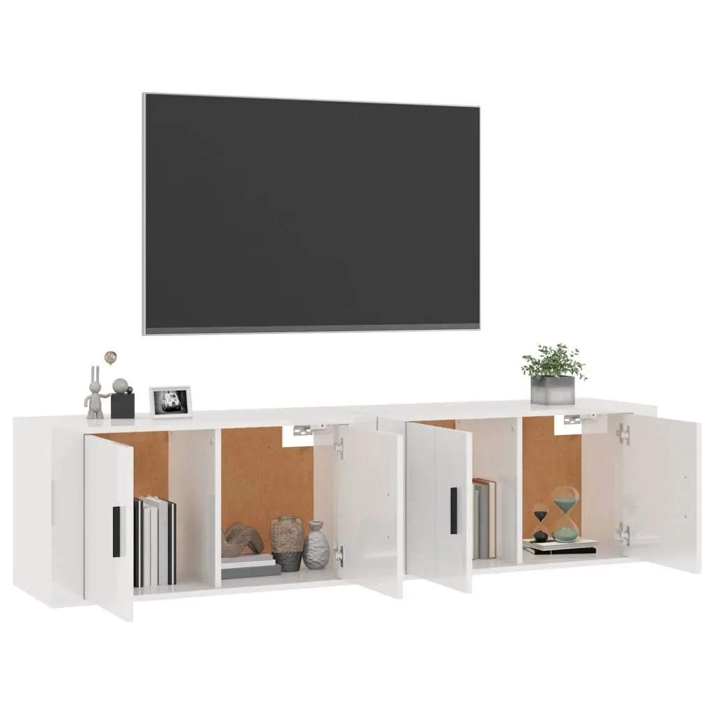 White Engineered Wood Wall-Mounted TV Cabinets 2 pcs
