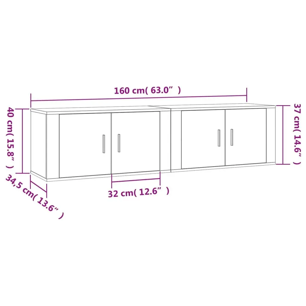 White Engineered Wood Wall-Mounted TV Cabinets 2 pcs