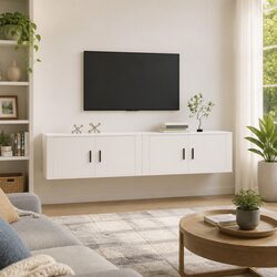 White Wall-Mounted TV Cabinets for Elegant Storage