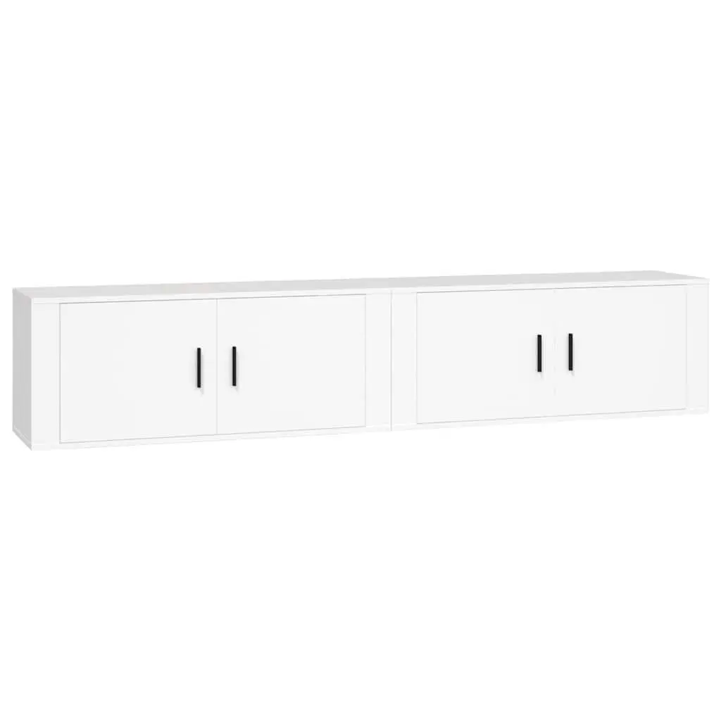 Wall-mounted TV Cabinets 2 pcs White Storage Media Unit Organiser
