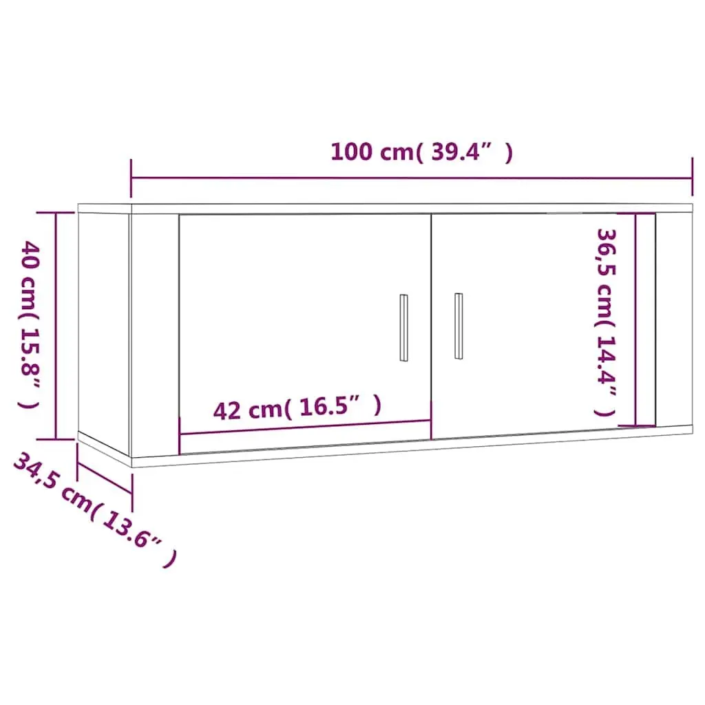 Wall-mounted TV Cabinets 2 pcs White Storage Media Unit Organiser