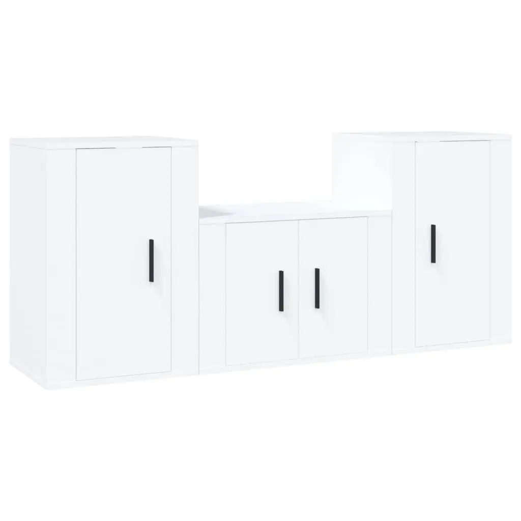 3-Piece Wall-Mounted TV Cabinet Set in White